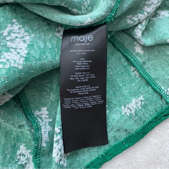 Maje Rizelle Floral Empire Waist Woven Mini Dress 34 Green - Picture 9 of 13